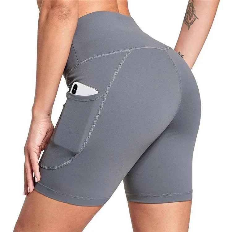 High Waist Yoga Sports Shorts Women's Cross-Border Hits Side Mobile Phone Pocket Pants Elastic Waistband Color — купить у AliExpress WW