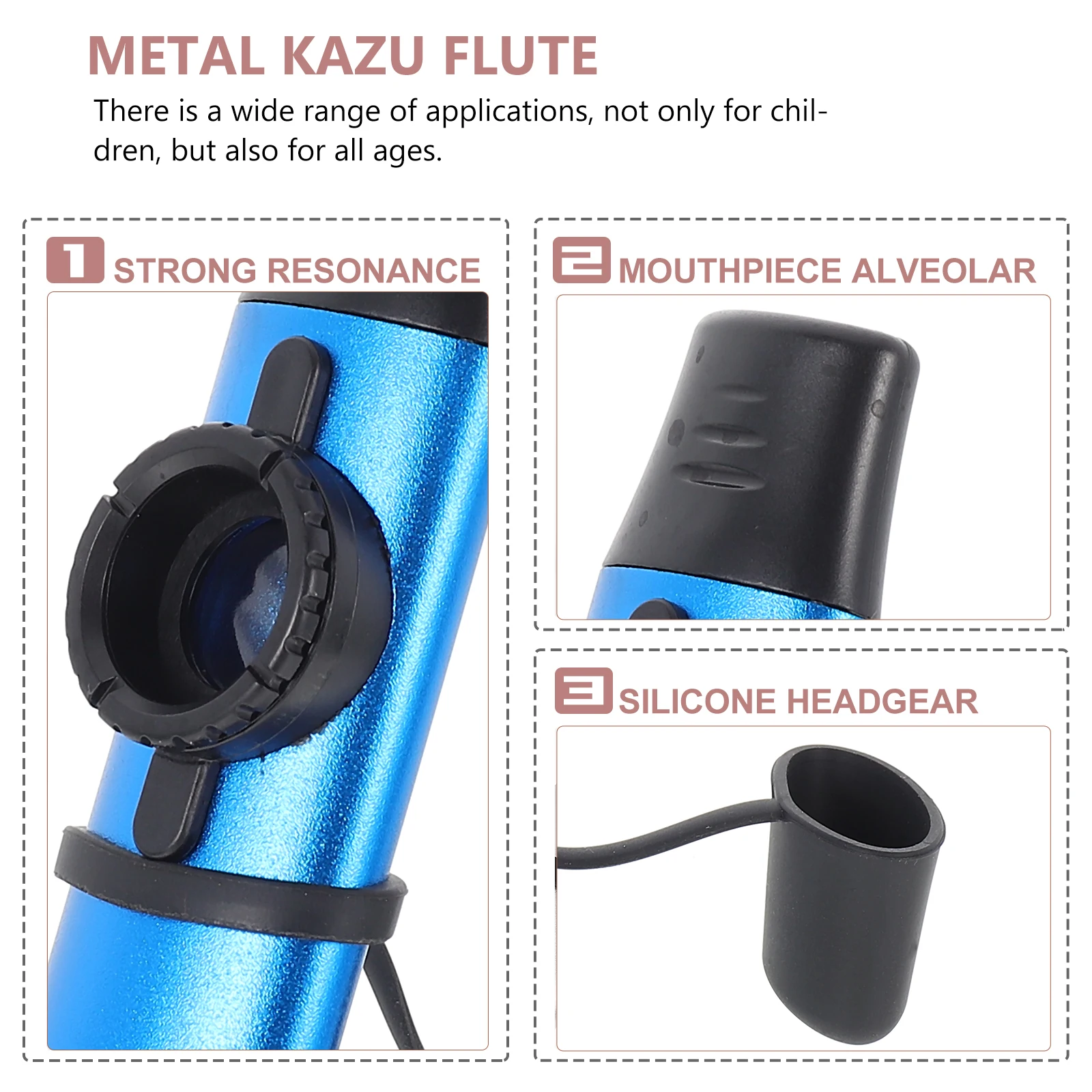

Aluminum Alloy Kazoo Metal Musical Instrument Easy to Play Practical Design Beautiful Appearance Classic Style Flute Ukulele