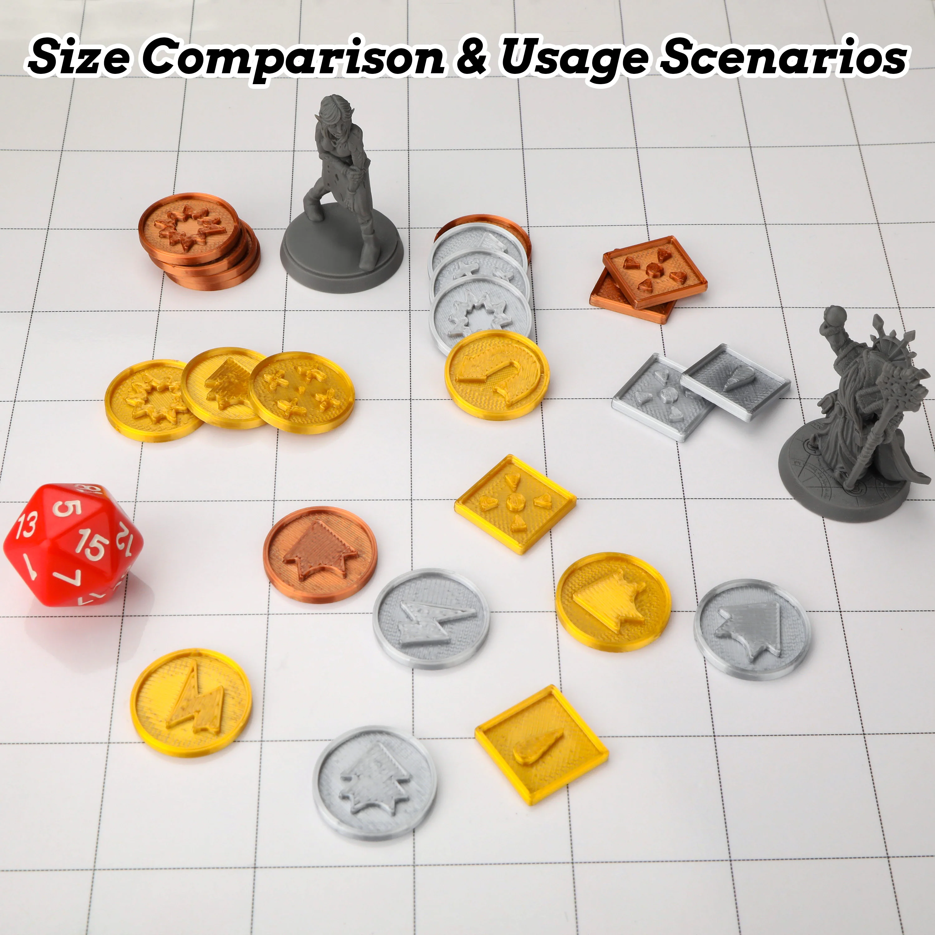 24Pcs TRPG Token Miniature, Multi-Color Status, Resource & Condition Markers | Practical RPG Game Accessories, Clean & Straight