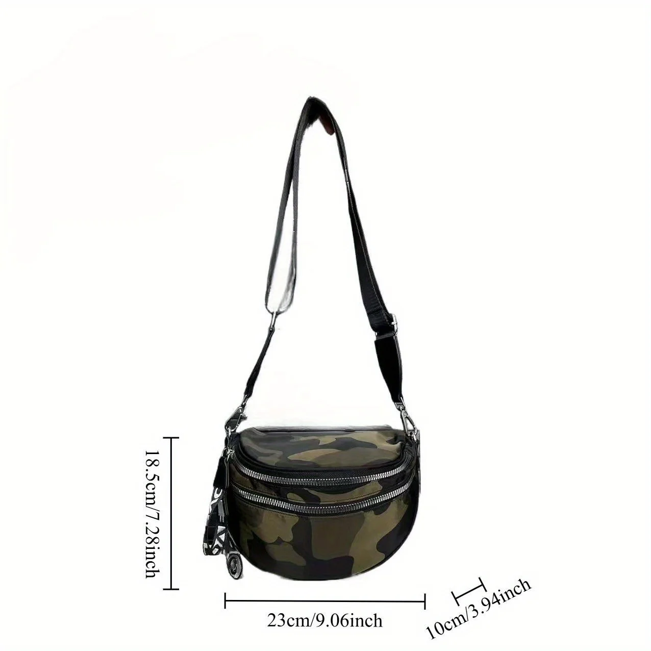 Ladies' fashionable nylon lightweight chest bag with multiple pockets, semi-circular casual sports running crossbody bag