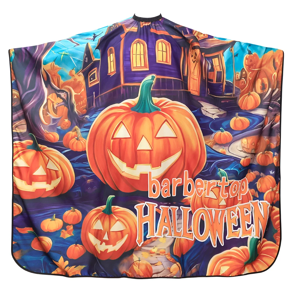 Halloween Hairdressing  Apron Hairdresser Gown Barber Pumpkin Pattern Haircut Cloth Antistatic Hairstyling Capes Barber Tools