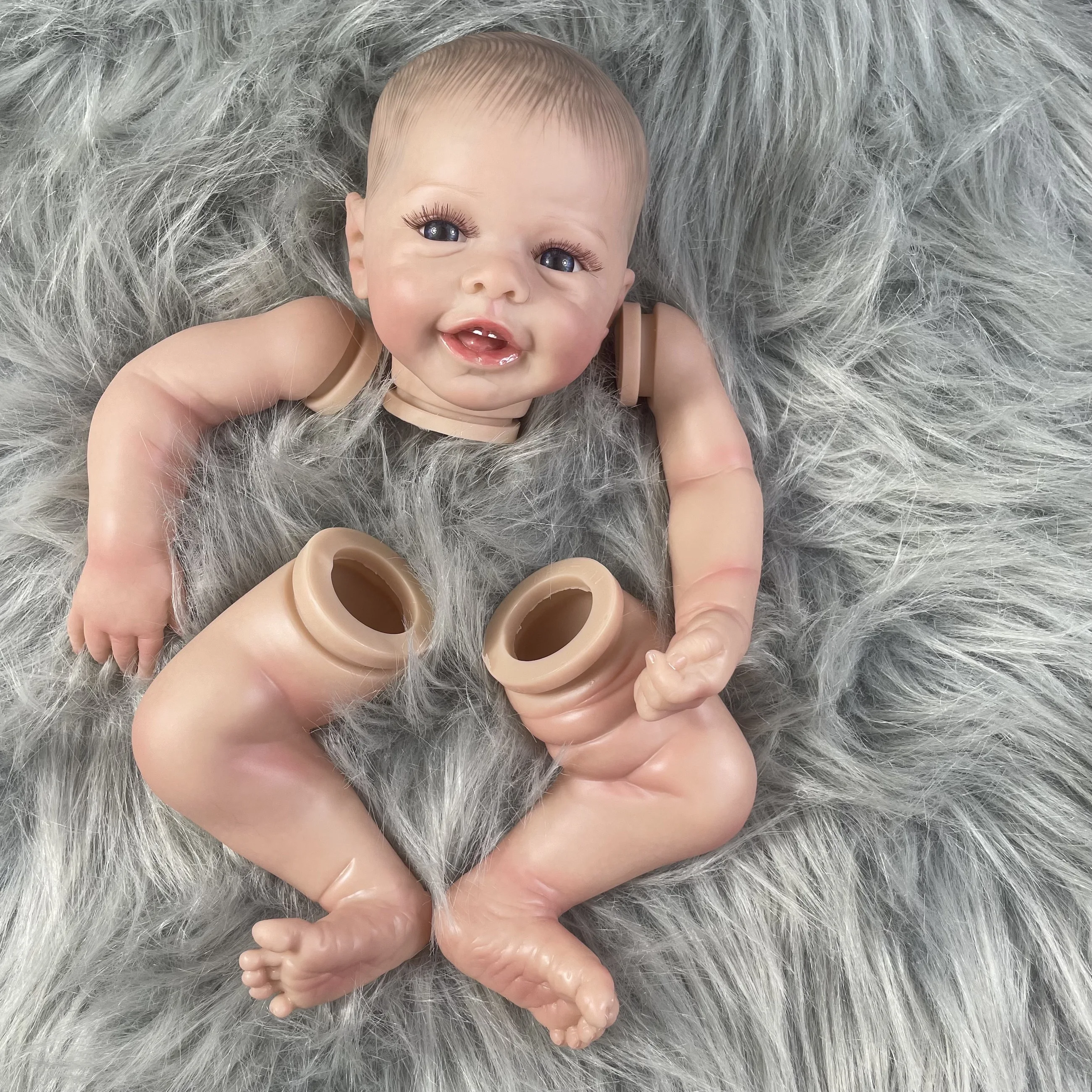 Kit de Boneca Reborn Pintada, Pele Blossom 3D, Veias Visíveis, Peças de Boneca com Cílios e Corpo de Pano 17"