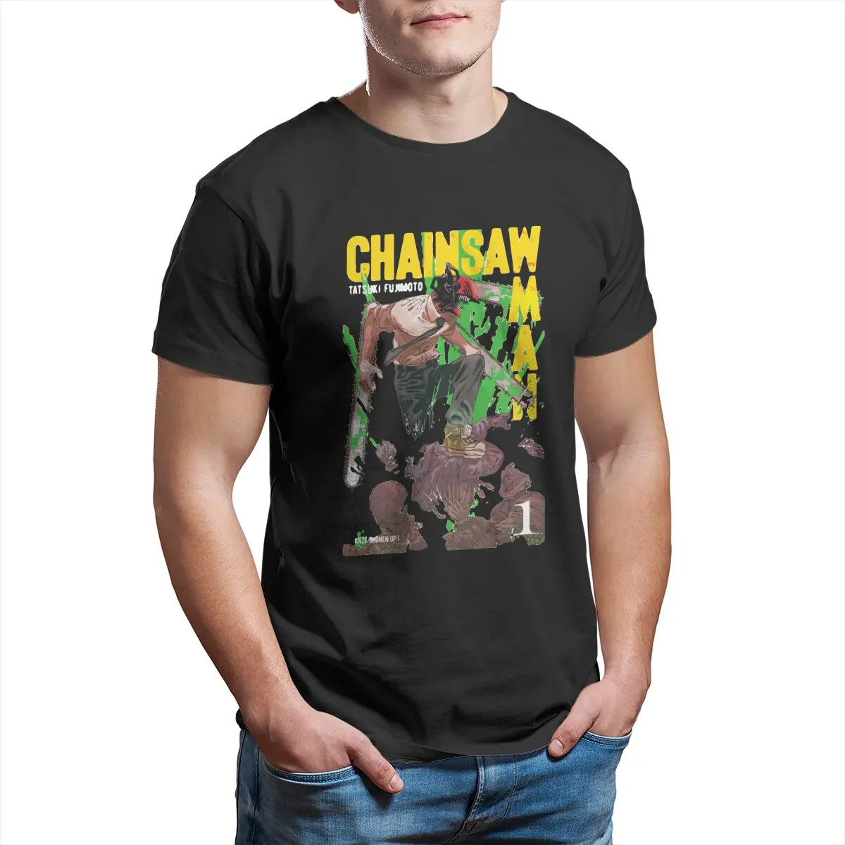 

Chainsaw Man Japan demon devil anime horror T-Shirt for Men Cotton Leisure T-Shirt Tee Shirt plus size Tops 4XL 5XL 6XL