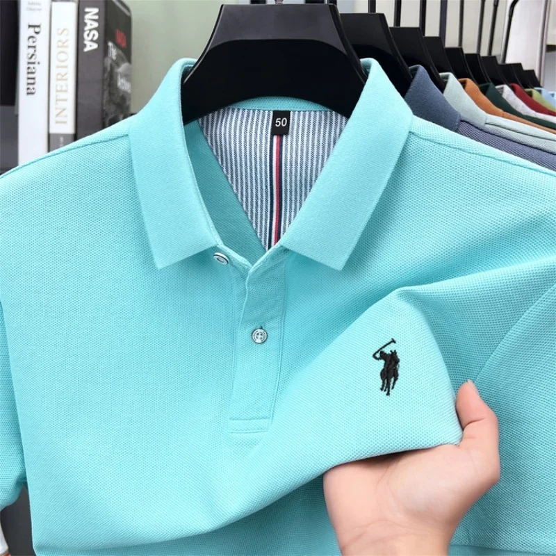 

100% pure cotton high-end brand men's short sleeve polo shirt summer luxury fashion pony embroidery golf Paul top casual T-shirt