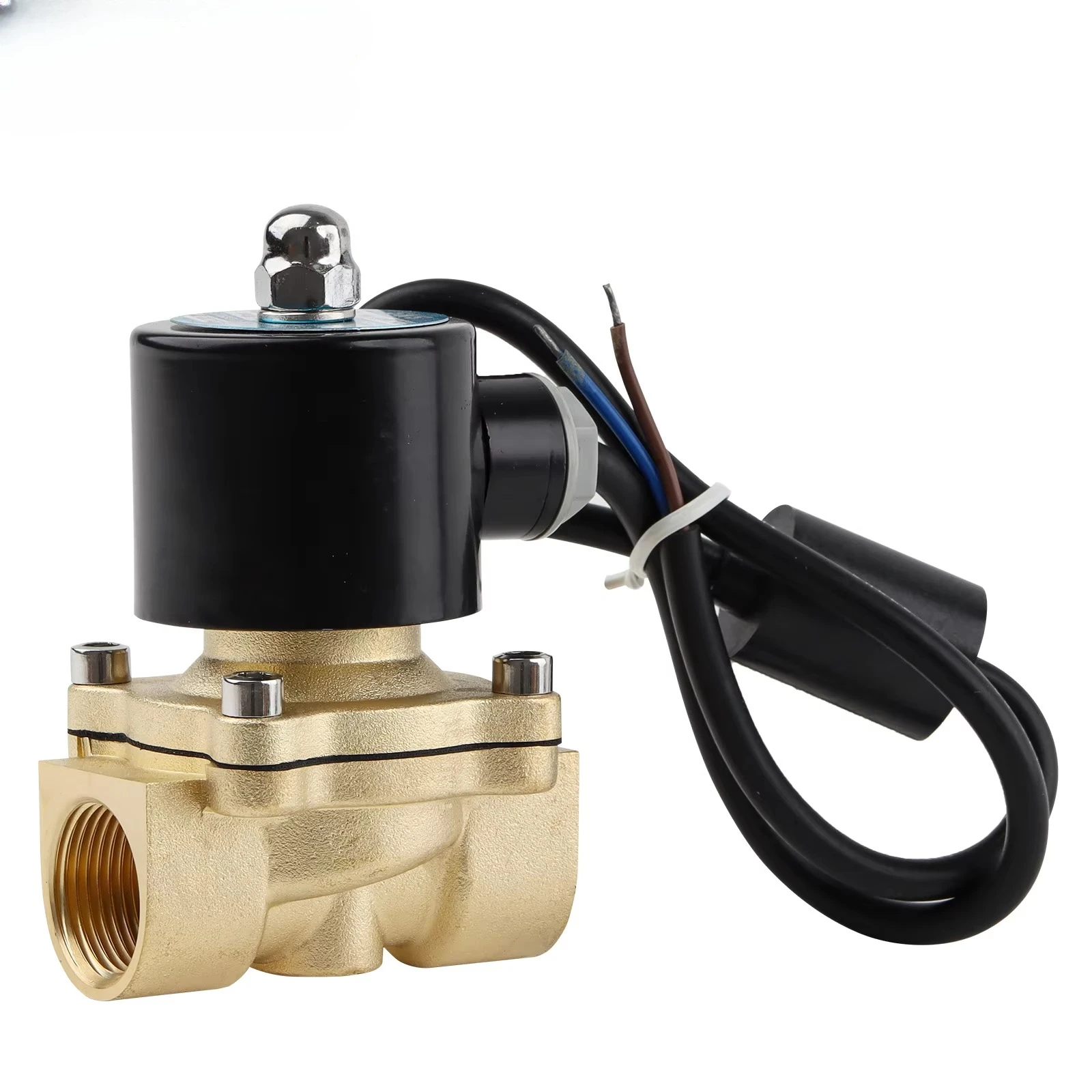 2WJ Series Energy Saving Brass Water Solenoid Valve 220V 24V 12V Normally Closed Electric G/NPT Thread Pneumatic Parts