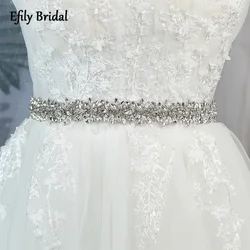 Efily cintura da sposa in cristallo Color argento cintura di strass di lusso per abito da sera da sposa donna elegante regalo da damigella d'onore con fascia per feste