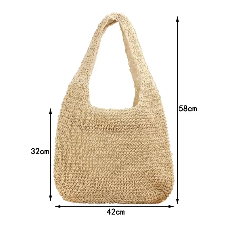 Bolsos de mimbre tejidos a mano Retro para mujer, bolso cruzado de punto, bolso de viaje bohemio, LW032