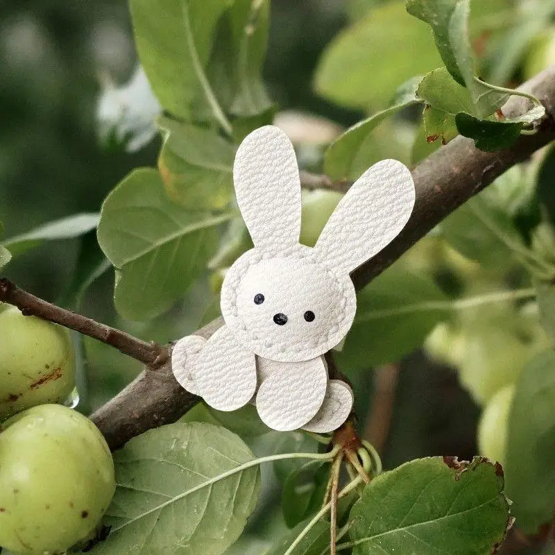 1pc Cute Bunny Bag Charm - Lightweight Synthetic Faux Leather With Stainless Steel Buckle, Adorable Rabbit Design For Backpacks