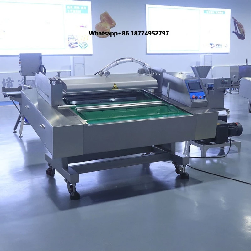1100D Commercial Continuous Bread Sausage Cheese and Sea Food Belt Type Rolling Vacuum Machine