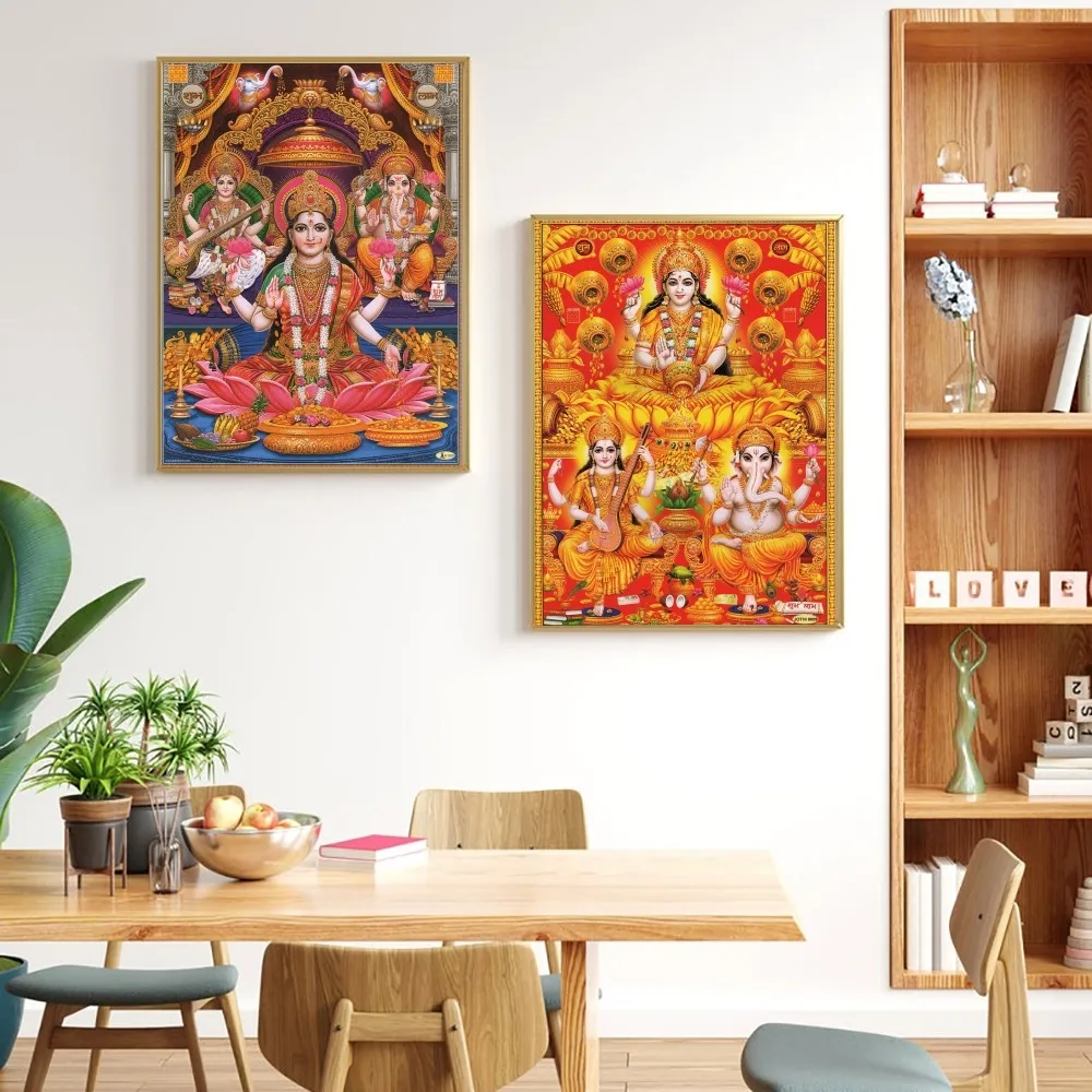 Indian Hindu Goddess Lord Hanuman Religious Poster Kraft Paper Poster Wall Art Painting Study Stickers Big Szie Wall Painting