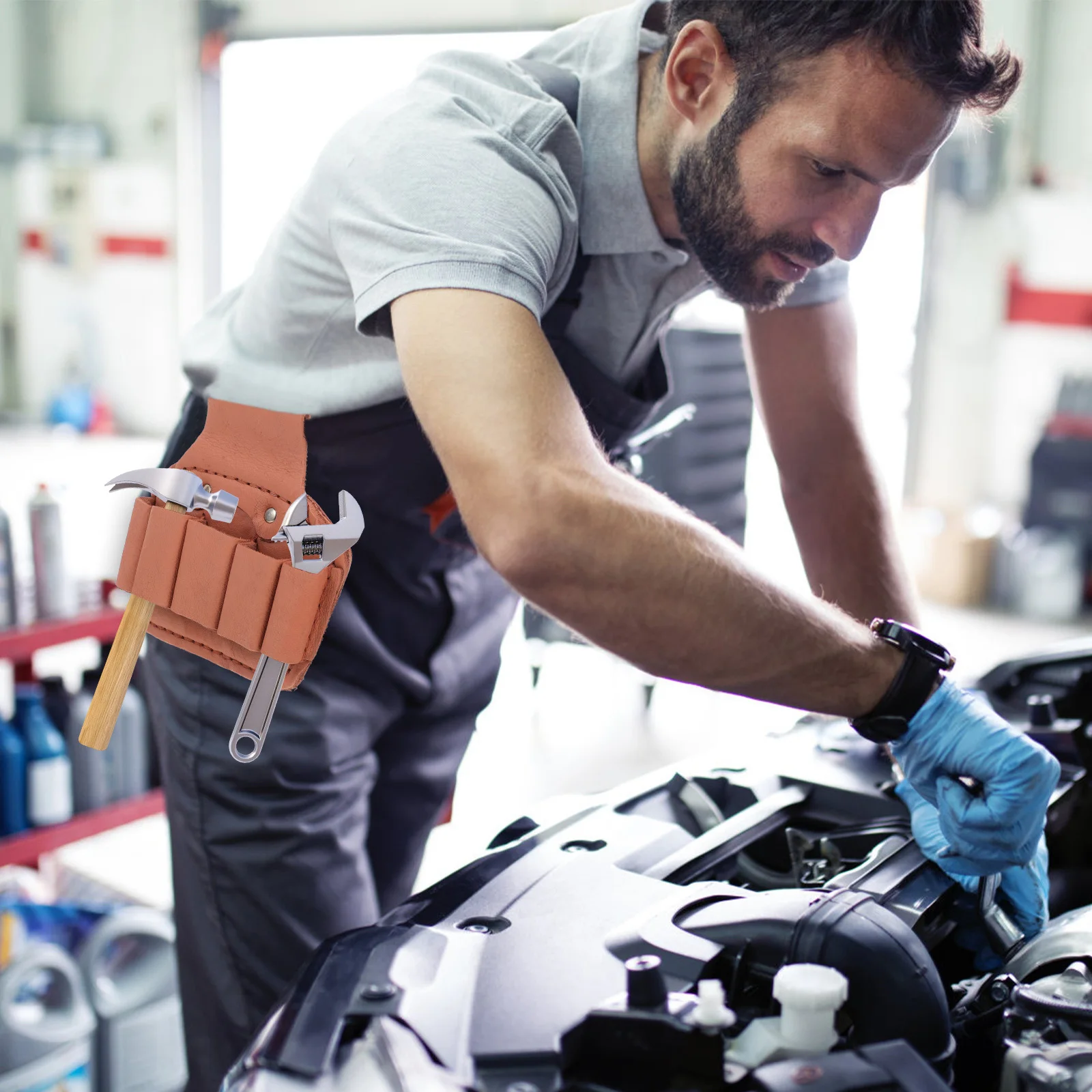 

Pouch For Electrician Waist Bag Durable Fake Multi-Pocket Tool Belt Storage Scaffold Wrench Organizer Portable