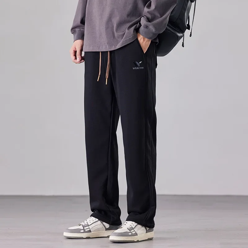 

Sweatpants Man Autumn New Fashion Wide Leg Floor Slapping Casual Pants Men Solid Simple Trend Drop Feel Loose Men's Clothing