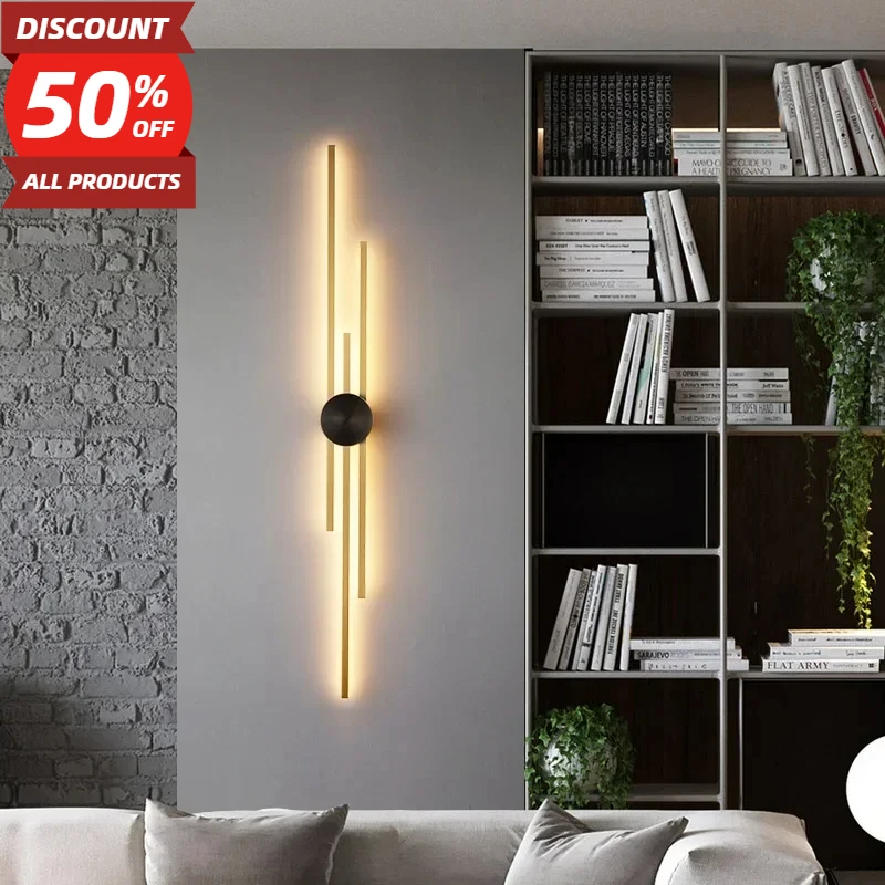 LED Modern Long Wall Lamp for Living Dining Room Loft Wall Mounted Sconce Decoration Bedroom Bedside Light Staircase Fixture