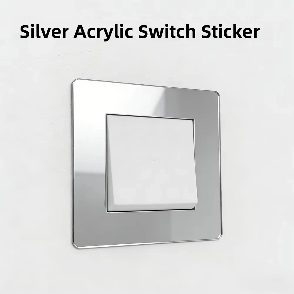 4PCS Acrylic Light Switch Surrounds Self-Adhesive Socket Frame Covers No Drill Decorative Wall Panel Stickers for Home