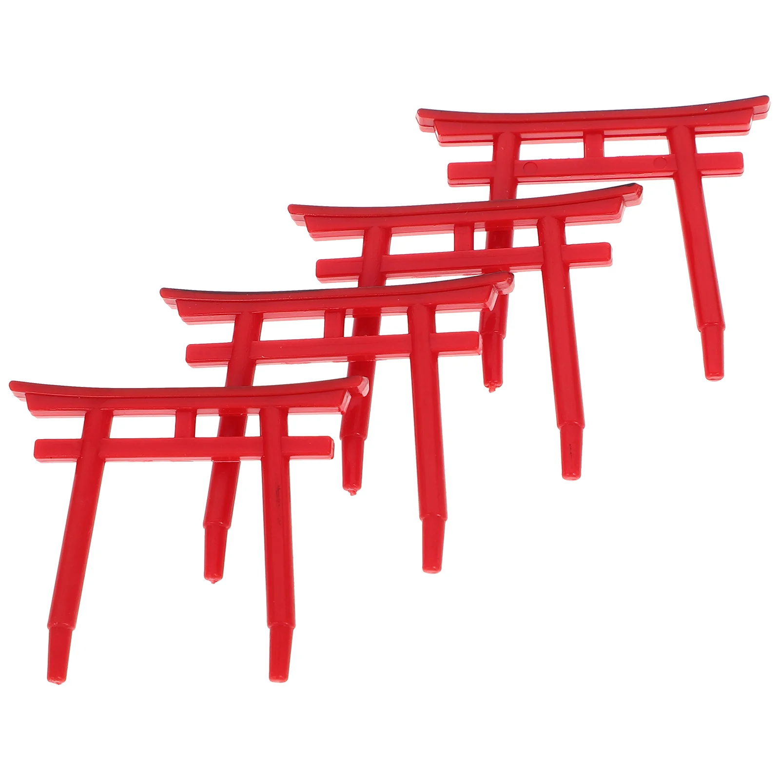 4 Pcs Toy Japanese Shrine Archway Torii Sculpture Fish Tank DIY Decor Statue Red Aquarium Landscape Prop