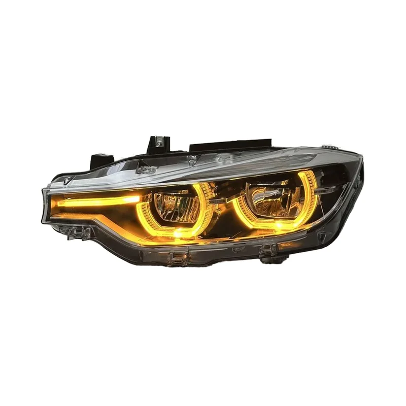 Three Color Ikon Style Headlights for  3 Series F30 F35 2013-2018 Headlamps Yellow White Amber DRL Switching Front Lights