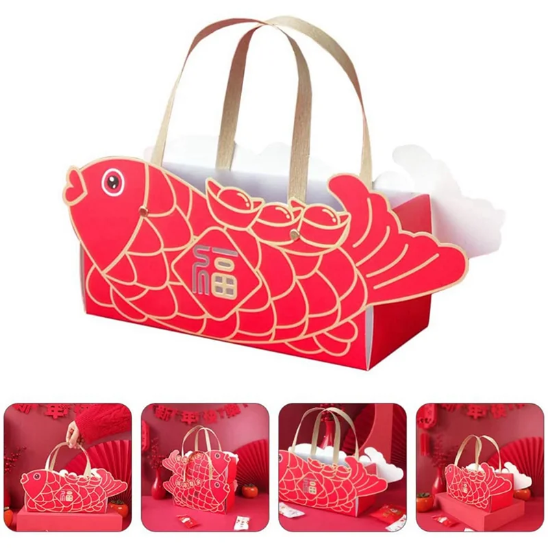

ABUN-2X Red Paper Cake Packaging Box Cartoon Cow Biscuit Box Bakery Baking Box Like Gift Box With Chocolate Handle