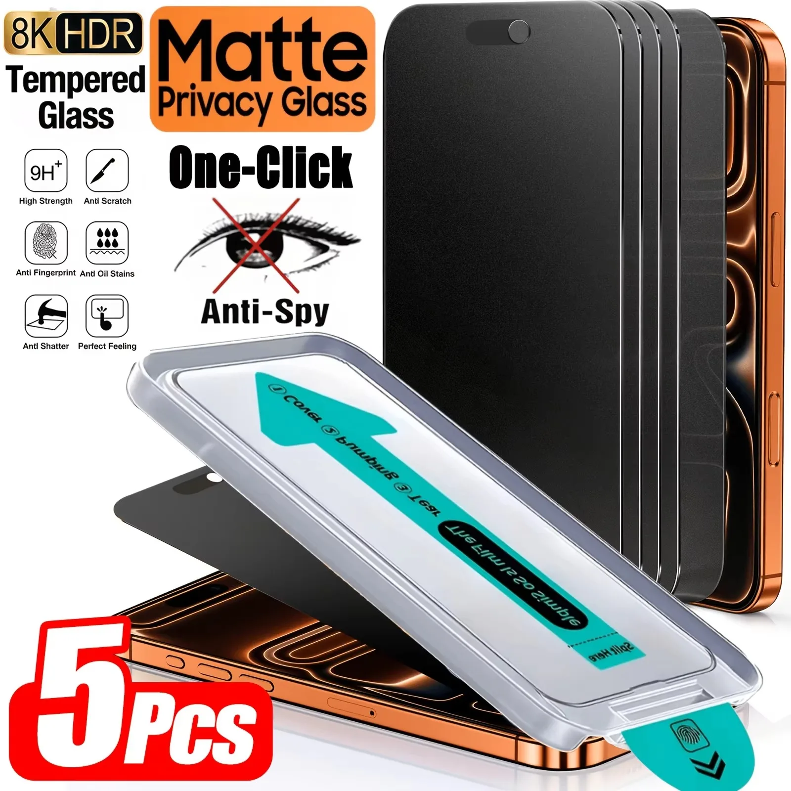 1-5PCS Dust Free Easy Installation Matte Privacy Screen Protector For iPhone 18 Pro Max 17 16 15 14 13 12 11 Pro X XS XR Glass
