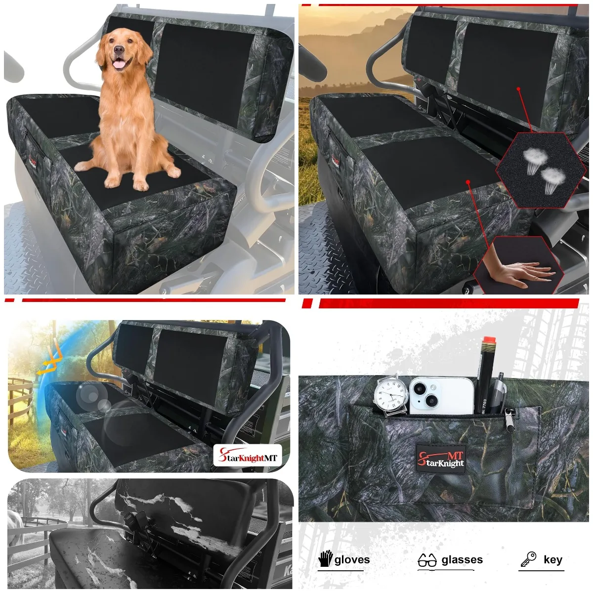 

Mule 610 Seat Cover Upgraded Neoprene for Kawasaki Mule 600/610 2005-2016 & SX 2017-2023, Waterproof Bench Seat Cover