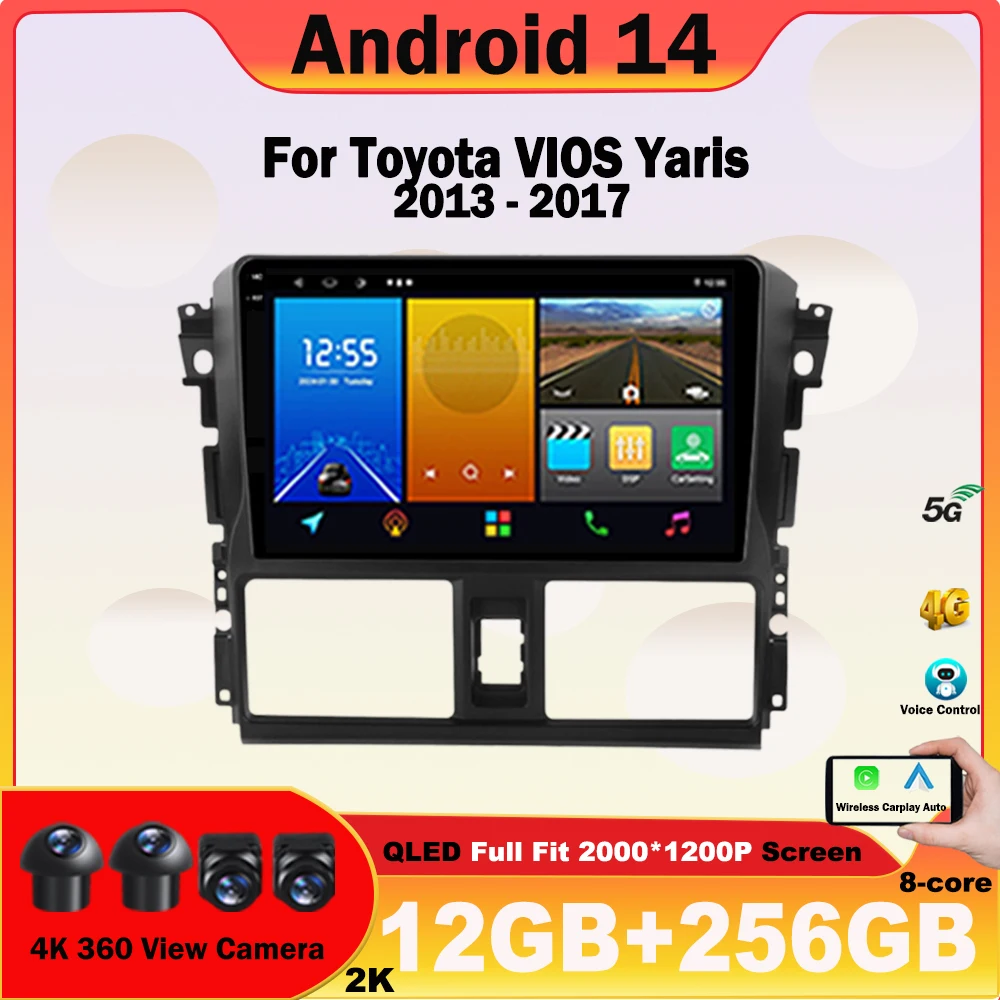

Android Car Radio For Toyota VIOS Yaris 2013 -2017 Multimedia Video Player Navigation Carplay Head Unit NO 2Din DVD 4G BT Stereo
