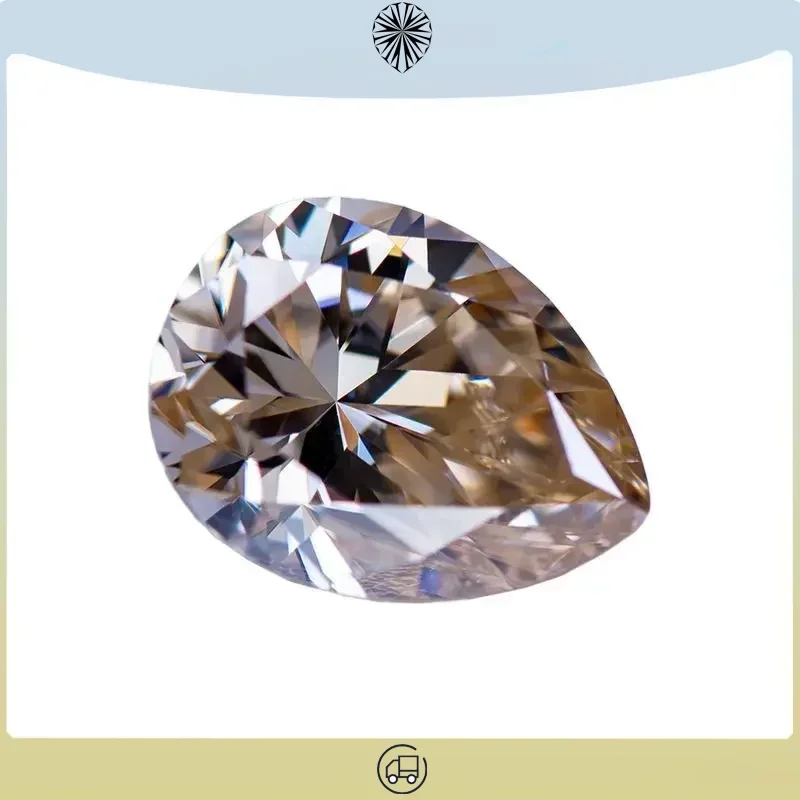 Moissanite Stone Natural Tea Yellow Colour  Pear Cut Lab Created Diamond Jewelry Making Materials with GRA Certificate