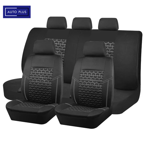 Imagen 1 del producto AUTO PLUS Fundas para asientos de coche Textura de neumáticos Press Fundas de asiento de tela transpirable para coche 3 cremalleras para respaldo del asiento trasero