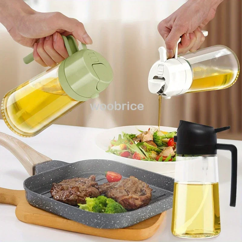 2in1 Kitchen Oil Sprayer Glass Bottle for Cooking Anti-leakage Olive Oil Bottle for BBQ Air Fryer Salad Steak Kitchen Supplies