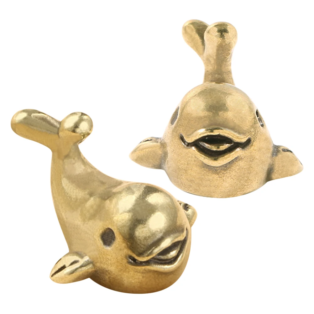 

2pcs Brass Dolphin Vintage Home Decor Sculpture For Shelves Desks Mantelpieces Mini Animal Ornament Metal Dolphin Statue