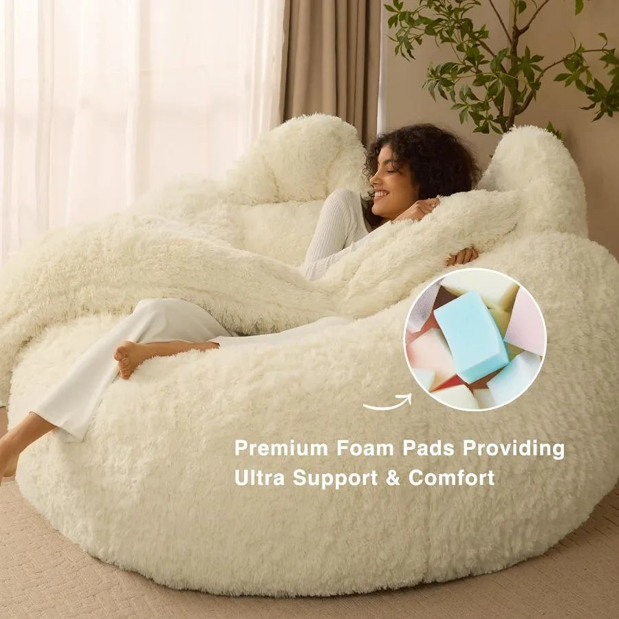 كرسي بين باج العملاق بطول 5.2 قدم مستوحى من توتورو رقيق وناعم مع حشوة إسفنجية تتميز بغطاء مريح من الفرو الصناعي مثالي للبالغين #5