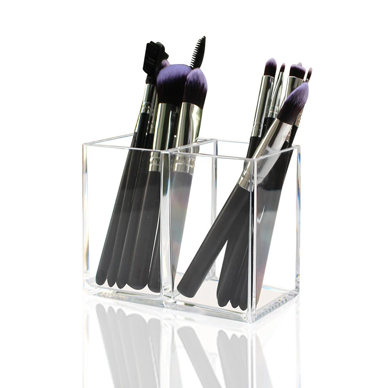 Eyebloguging-Porte-pinceau transparent à 2 grilles, porte-pinceau pour cosmétiques, boîtes de rangement pour pinceaux de maquillage, plusieurs boîtes de rangement