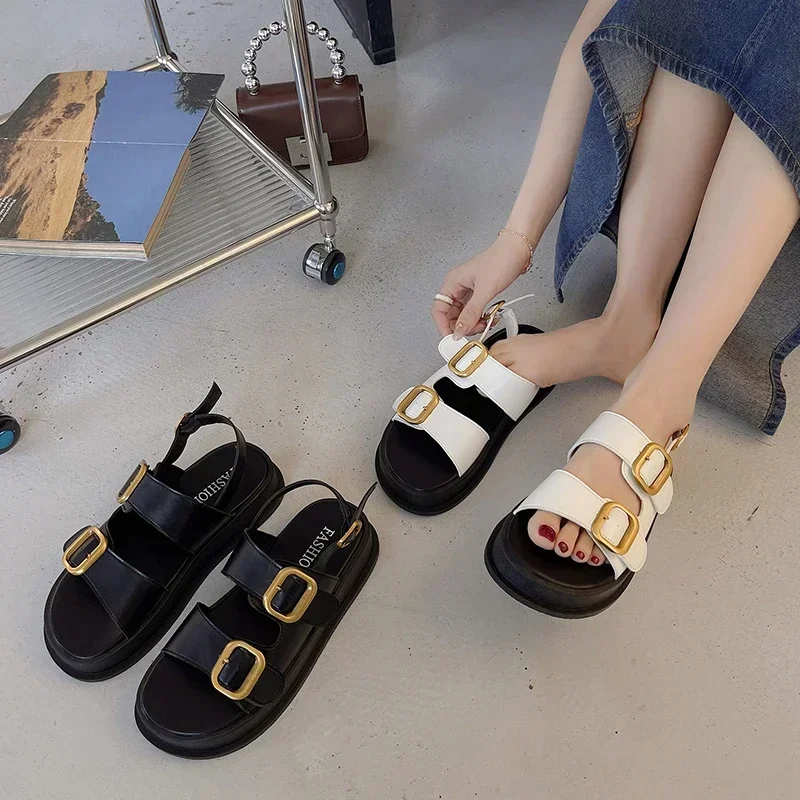 Shoes Female Platform High Quality Buckle Summer Open Toe Women's Sandals Solid Outdoor Casual Beach Women Back Strap Sandals