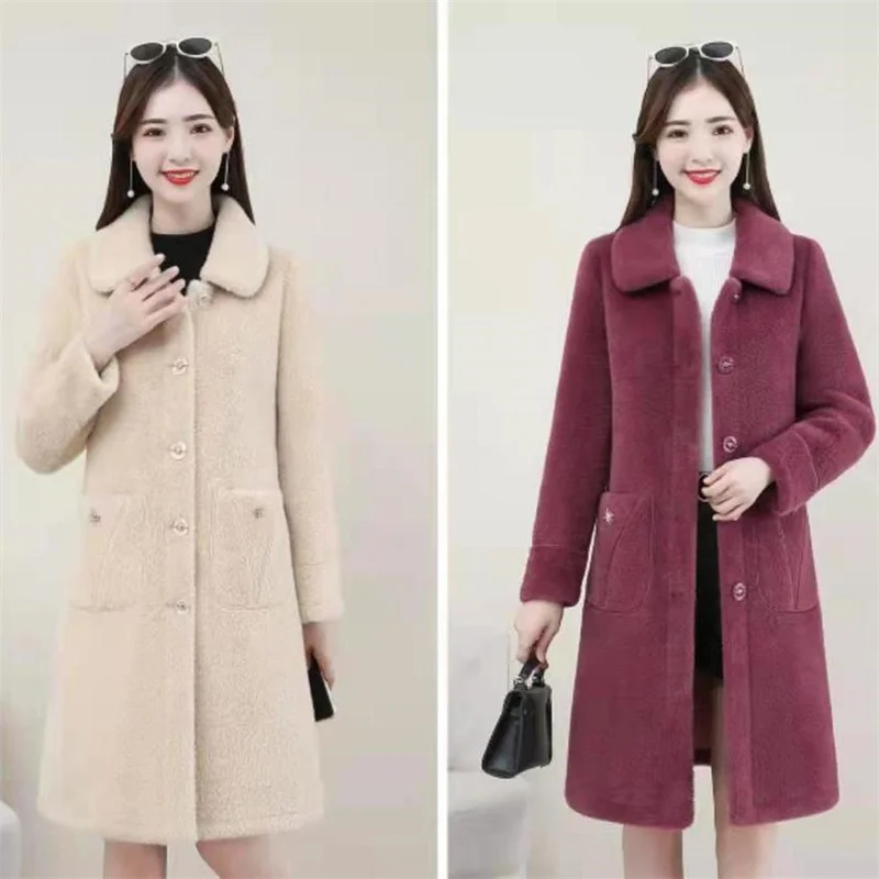Long Imitation Mink Velvet Fur Coat Women\'s New Thick Woolen Coat Temperament Female 2022New Women Winter Warm Faux Fur Coat