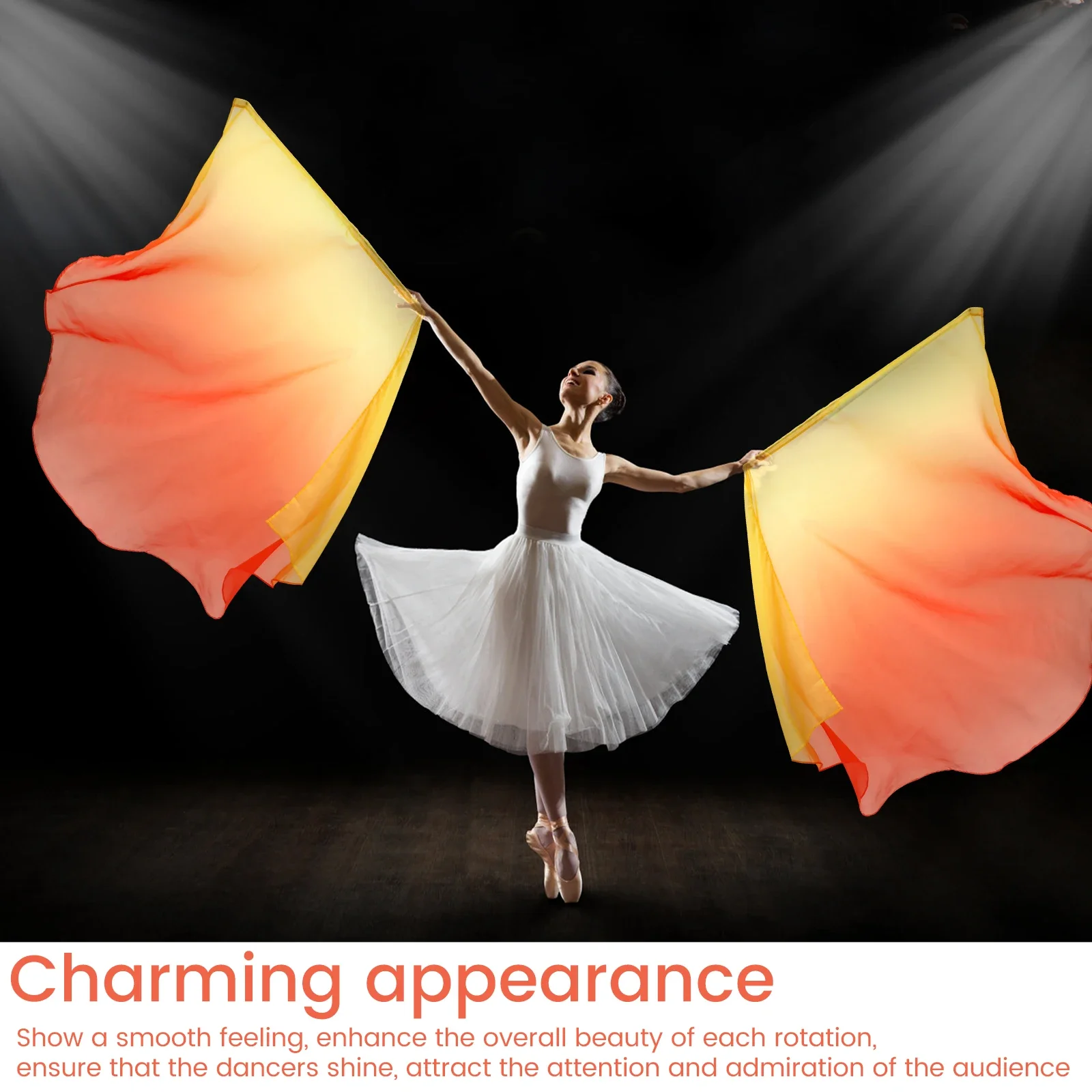 Banderas de adoración de danza, banderas de danza de alabanza con poste telescópico, velos de seda para danza del vientre de medio círculo, banderas de ala de seda para exteriores, 2 uds.