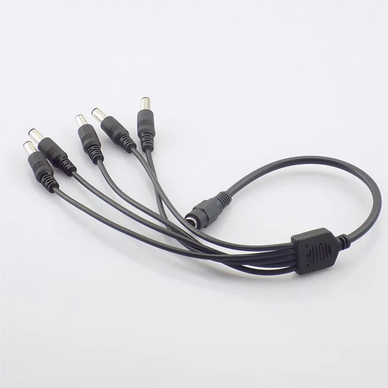1/5/10pcs 1 Female to 5 Male Splitter Cable Plug 5.5*2.1mm DC Power Supply Adapter 12V Pigtail  for CCTV Camera DVR NVR C5