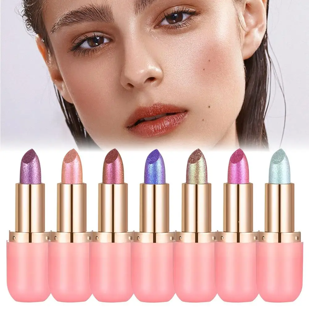 グリッターバーストきらめく口紅変色マットグロス口紅パールリップ防水シャインメイクアップセクシーグリッターダイヤモンド T0O8