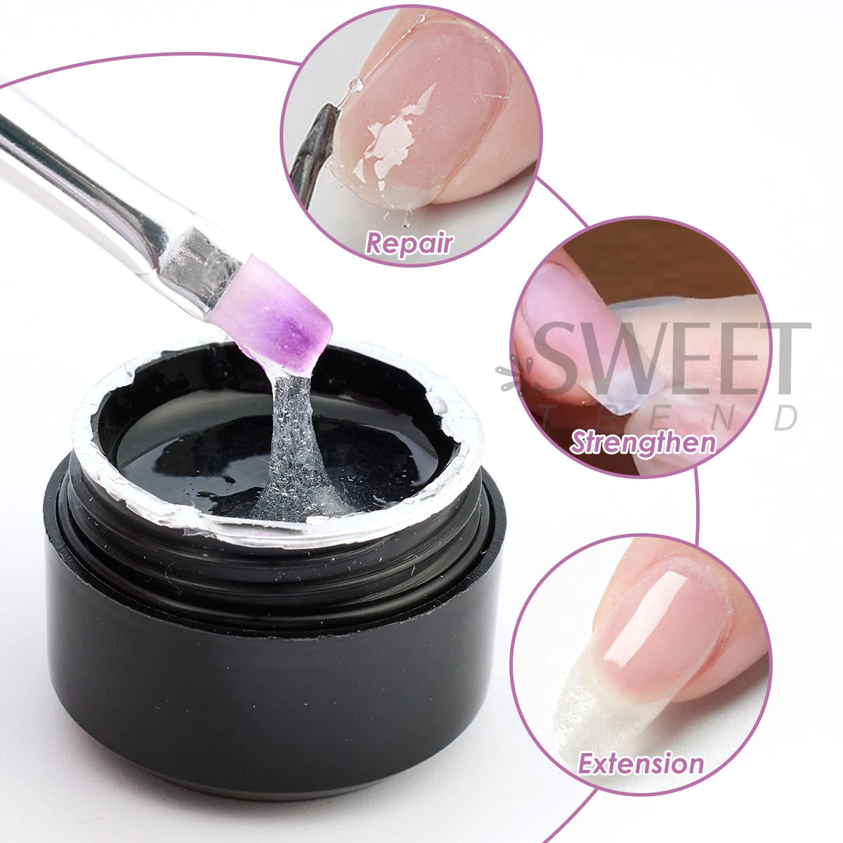 5g Fiber Gerepareerd Gel Nagellak Met UV Borstel Versterken Vingernagel Crack Gebroken Vullen Gel Extension Functie Manicure Tool