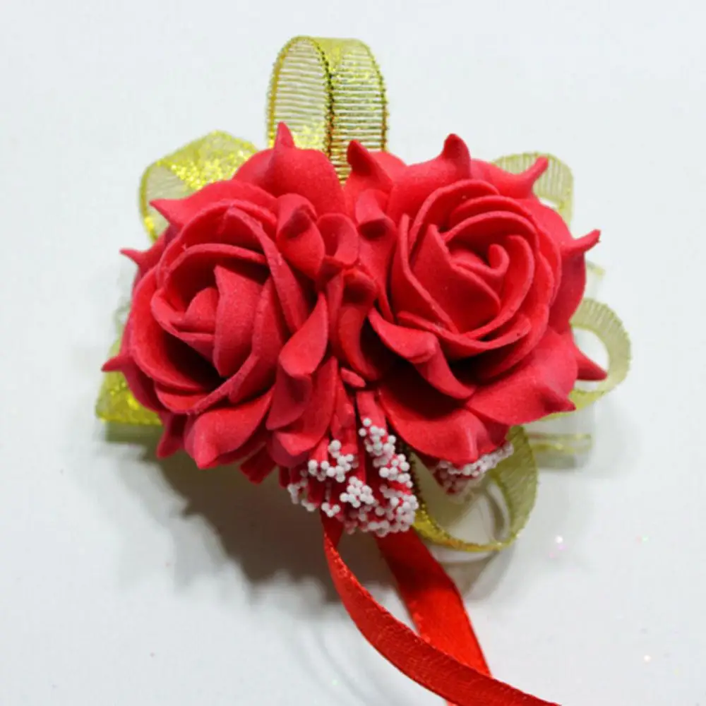 Band Rose Handgelenk Corsage Mädchen Brautjungfer Handgelenk Blume Hochzeit Satin Rose Armband Rose Blume Braut Brautjungfer Handgelenk Corsage