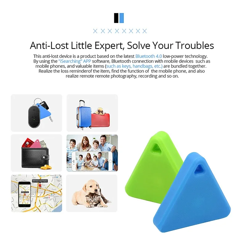 Triangle Solid Color Pet Gps Locator Bluetooth-Enabled Dog Tracker Smart Anti-Loss Key Finder A Tracker In Case Kids Get Lost