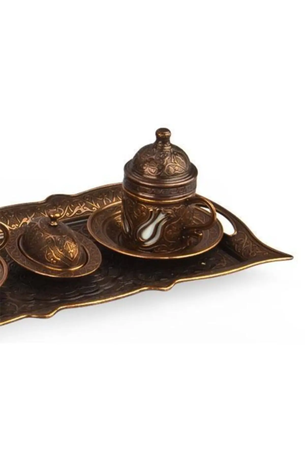 

Turkish coffee set with ottoman motifs 2 Li turkish coffee set-copper Luxury Cups