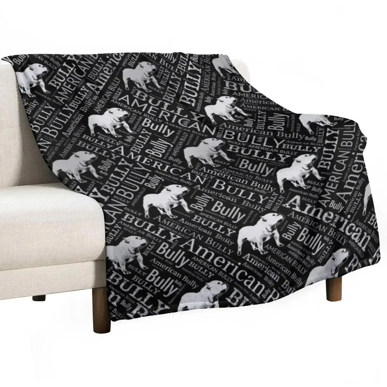 American Bully Word Art Throw Blanket Softest Flannel Luxury Designer Single Blankets