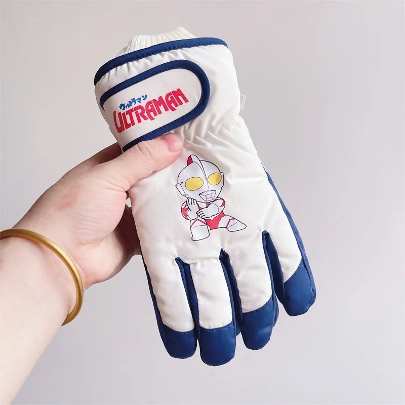 Bandai Children'S Skiing Gloves For Boys In Winter Warm And Plush Thick Play With Snow And Windproof Soft And Comfortable Cute