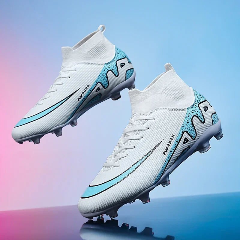 Sepatu Bot Lapangan Sepak Bola Pria Baru Sepatu Sepak Bola Cleat Ultraringan Profesional Wanita Sepatu Sepak Bola Anak Laki-laki Pergelangan Kaki Tinggi TF/FG Pertandingan Uniseks