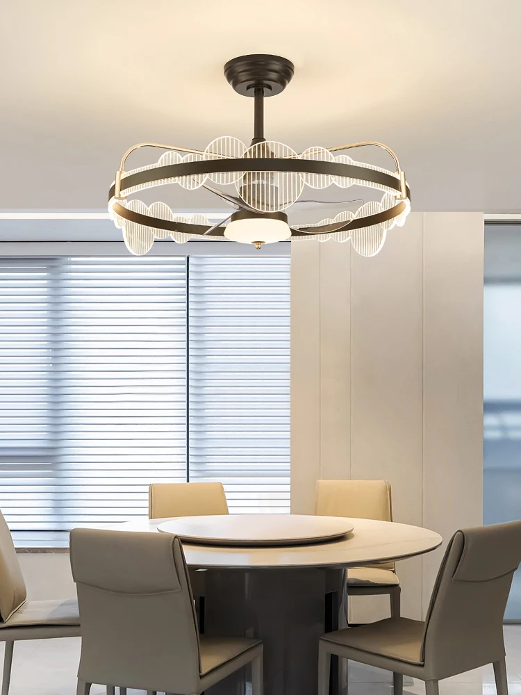 

High end new crystal LED fan light living room pendant light bedroom hall hotel villa duplex building