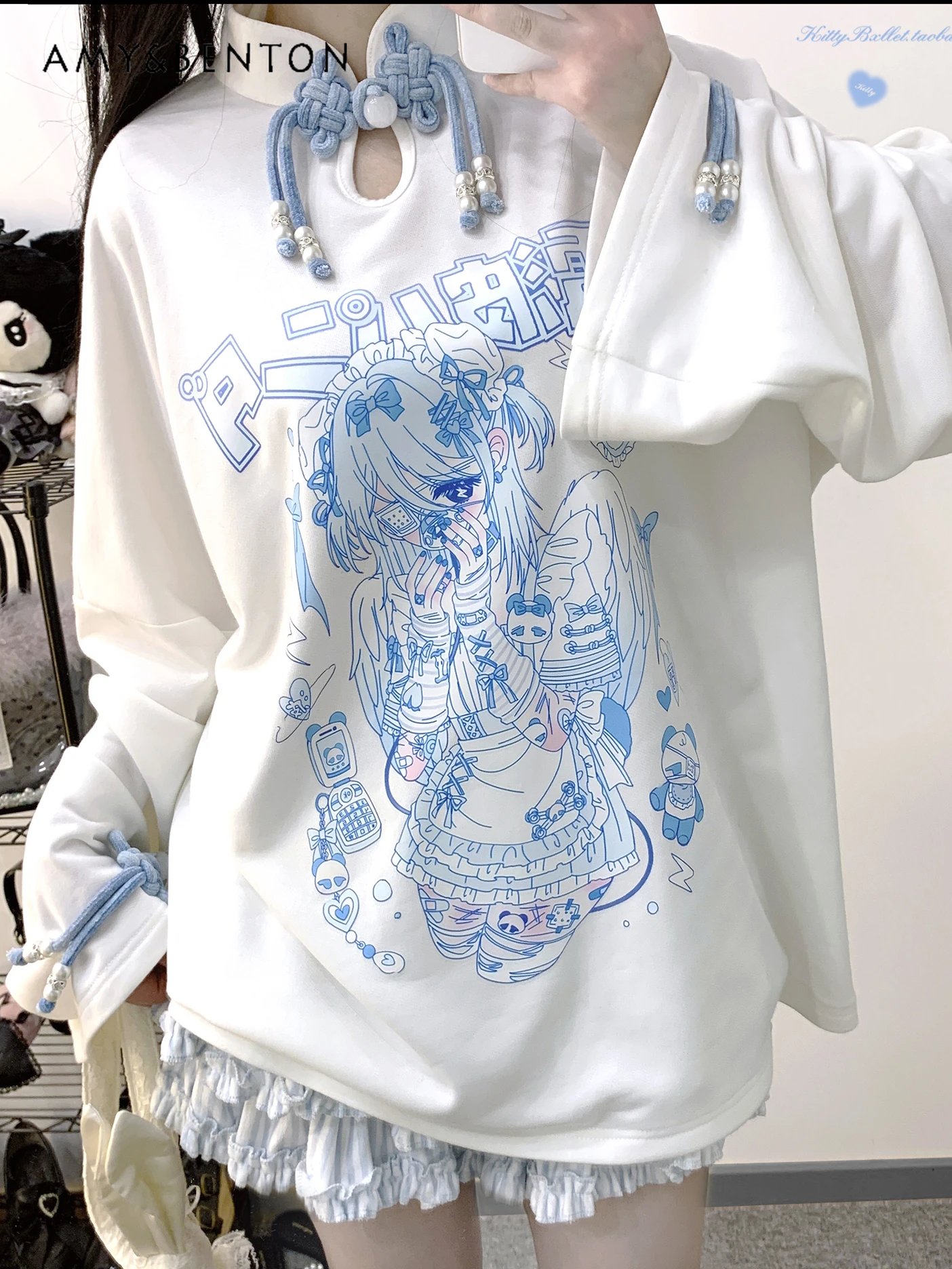 

Japanese Sweet Mine Mass-Produced Y2K Anime Hoodie Spring New Gothic Long Sleeve Oversized Hoodies Women Slim Kawaii Sweatshirt