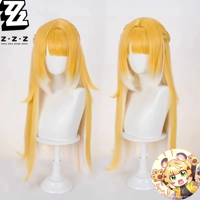 

Euro 7 Cos 2026 Zenless Zone Zero Ju Fu Fu Cosplay Wig Yunkuishan Yellow Long Straight Ombre with Scalp Top Tiger Ears Tail 【【【2