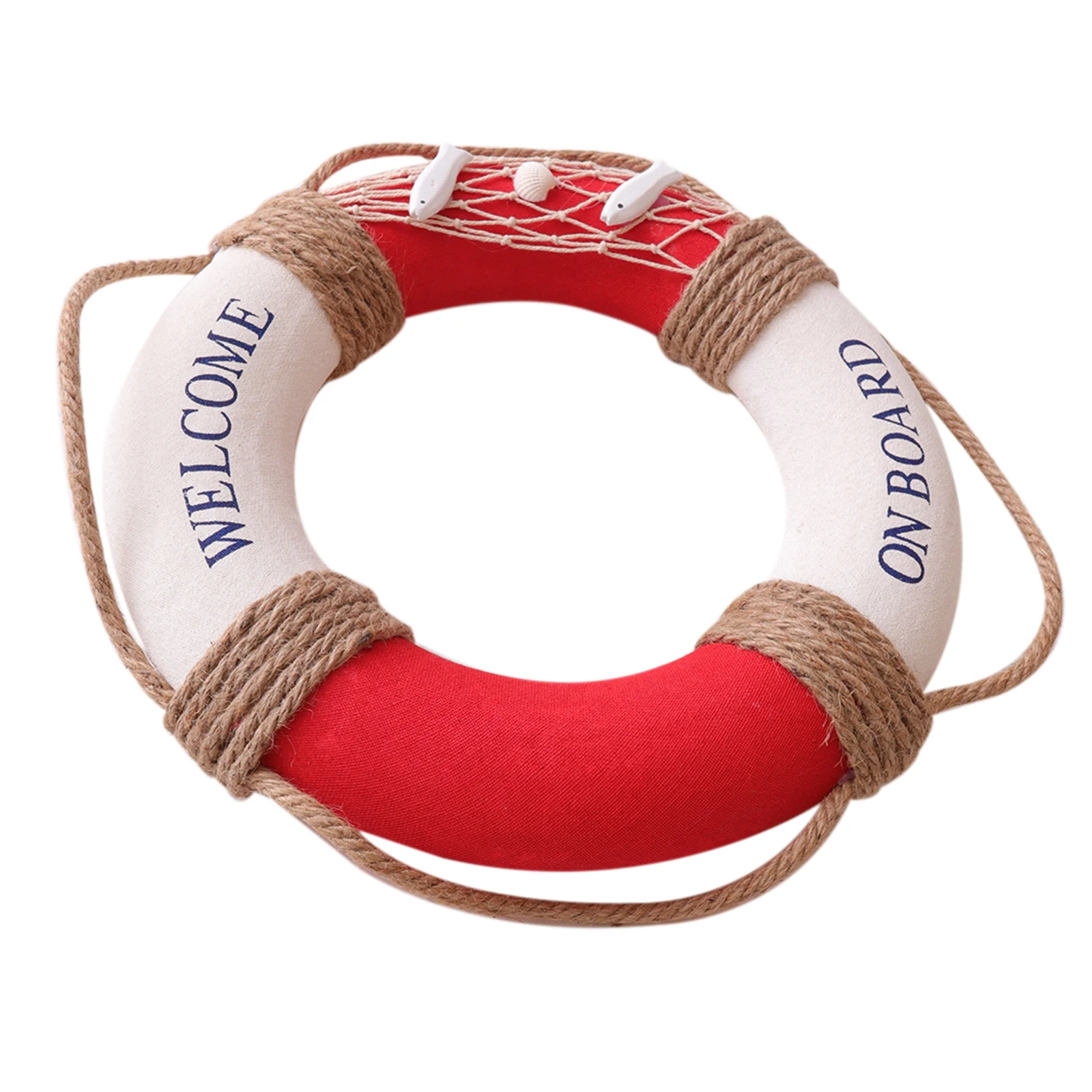 

1Pcs Red Fish Lifebuoy Door Sign Decoration 30Cm Mediterranean Style Hanging Ornament for Cafe Restaurant Bar Wall Welcome Sign