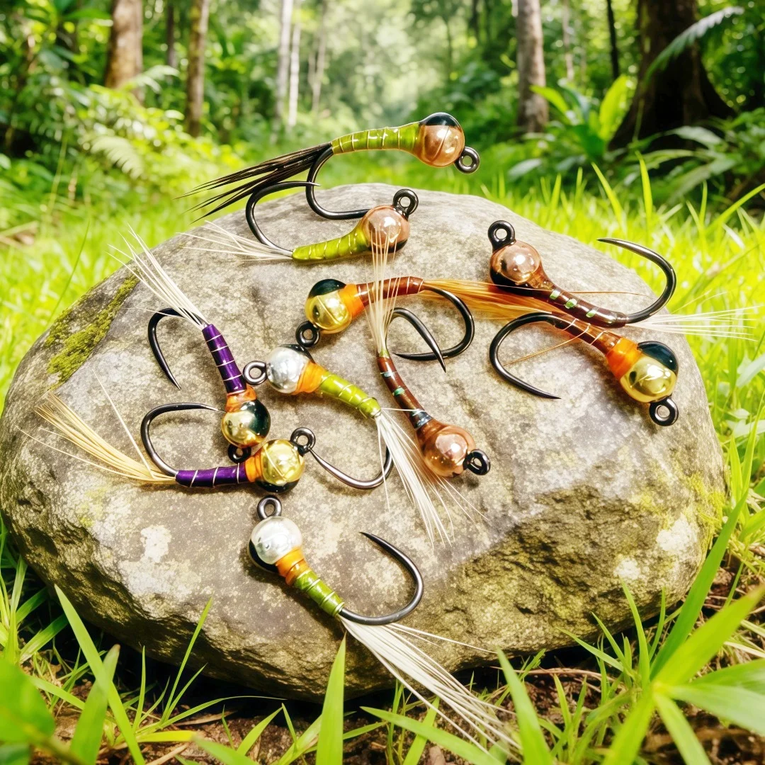 

6/9/12PCS Tungsten Bead Head Nymph Flies, Jig Perdigon Nymph Coated Wet Flies for Trout, Bass, Panfish, Freshwater Fishing Lures