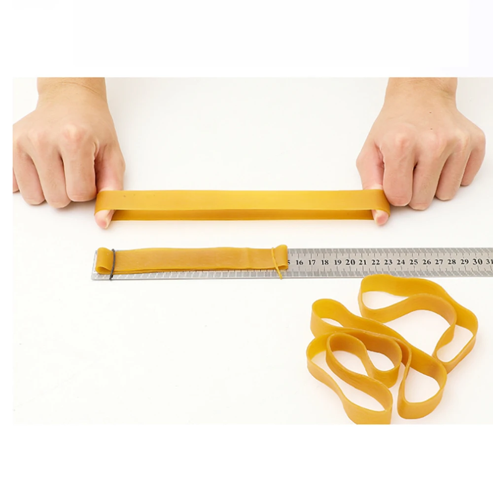 500g/Pack Thick 1.5mm Yellow Elastic Rubber Bands Widening and School Office Industrial Stretchable Sturdy Rubber Rings 80-600mm