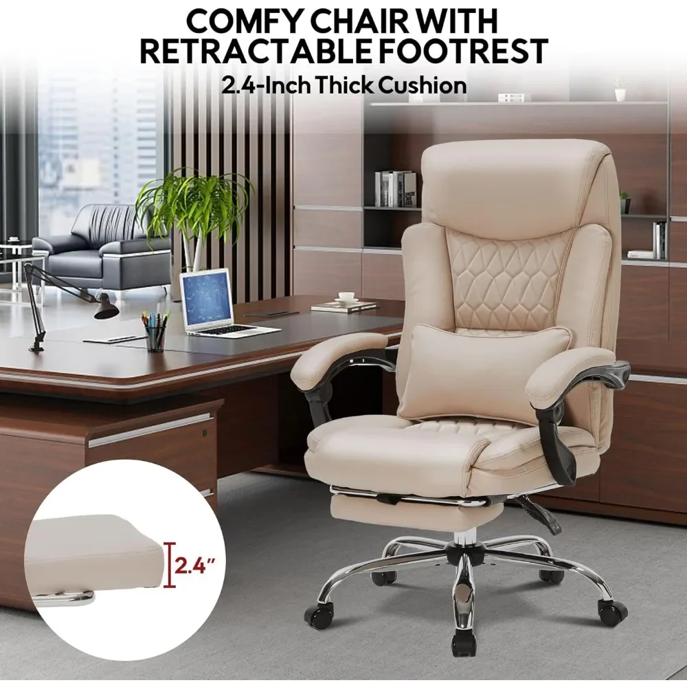 

400lbs Big & Tall Reclining Office Chair with Footrest – Ergonomic Executive Desk Chair for Home Office