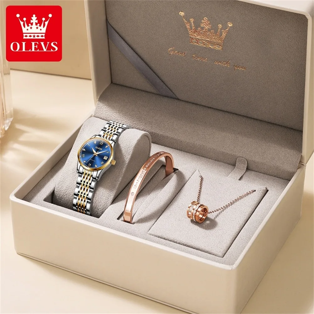 OLEVS 6602 Ladies Watch Luxury Fashion Waterproof  Automatic Mechanical Watch Stainless Date Steel Watch For Women Bracelet Set